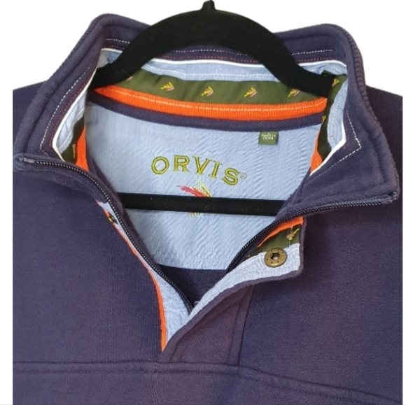 ORVIS‎ Quarter-Zip Pull Over Sweatshirt Navy Men's Size M Preppy Dressy Casual - Picture 10 of 15